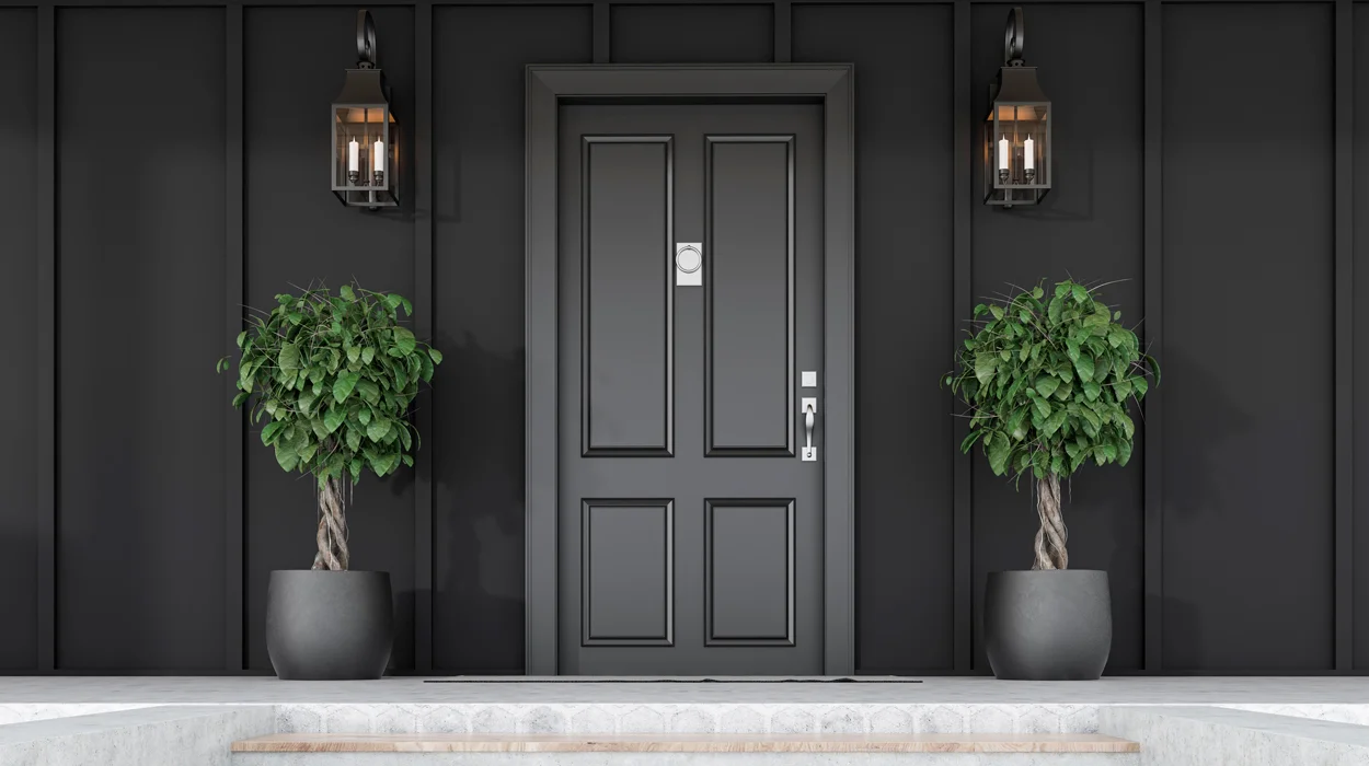 Bespoke black panelled front door