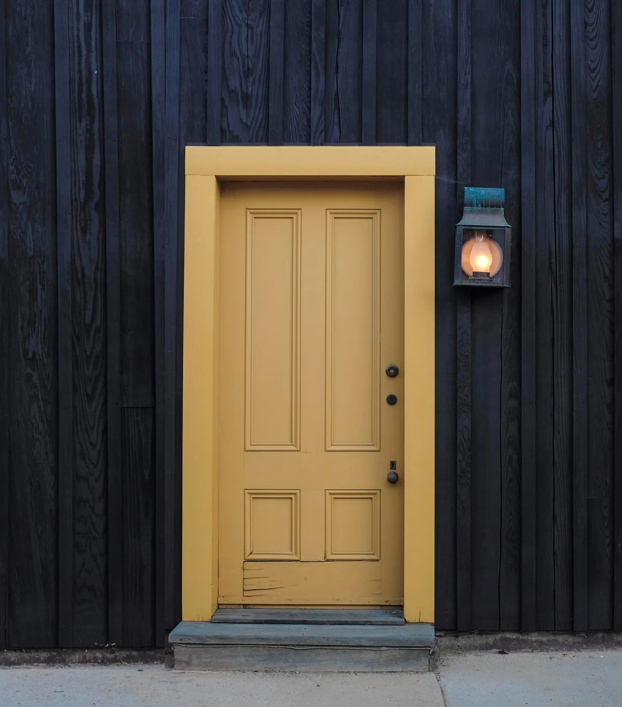 Bespoke yellow timber front door